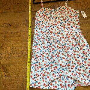 Old Navy Fit & Flare Stretchy Cami Romper Americana Red White & Blue Size Large